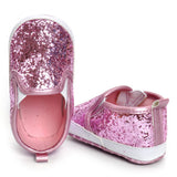 Maxbell Newborn Baby Soft Soled Bling Crib Shoes Anti-Slip Sneakers Pink 12cm