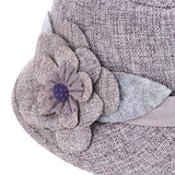 Maxbell Womens Breathable Linen Bucket Hat Big Flower Church Wedding Dress Hat Gray