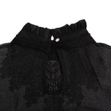 Maxbell Womens Fake Collar Removable False Blouse Embroidered 3-Half Shirt Black#3