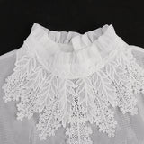 Maxbell Womens Fake Collar Removable False Blouse Embroidered 3-Half Shirt White#3