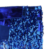 Maxbell Fashion Belly Dance Waist Chain Hip Skirt Scarf with Sequins Tassel Blue
