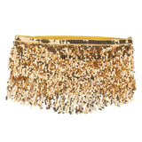 Maxbell Fashion Belly Dance Waist Chain Hip Skirt Scarf with Sequins Tassel Gold