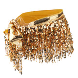 Maxbell Fashion Belly Dance Waist Chain Hip Skirt Scarf with Sequins Tassel Gold