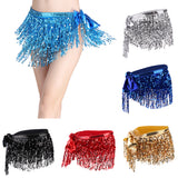 Maxbell Fashion Belly Dance Waist Chain Hip Skirt Scarf with Sequins Tassel Red