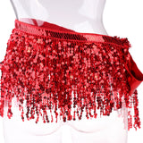 Maxbell Fashion Belly Dance Waist Chain Hip Skirt Scarf with Sequins Tassel Red