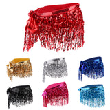Maxbell Fashion Belly Dance Waist Chain Hip Skirt Scarf with Sequins Tassel Red