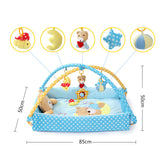 Maxbell Bear Musical Sensory Activity Mat with Sides, Music and Toys for Baby Blue