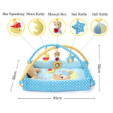 Maxbell Bear Musical Sensory Activity Mat with Sides, Music and Toys for Baby Blue