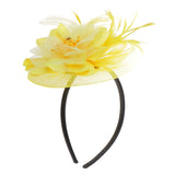 Maxbell Lady Feather Fascinator Flower Veil Hat Hairband Wedding Costume Yellow