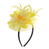 Maxbell Lady Feather Fascinator Flower Veil Hat Hairband Wedding Costume Yellow