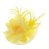 Maxbell Lady Feather Fascinator Flower Veil Hat Hairband Wedding Costume Yellow