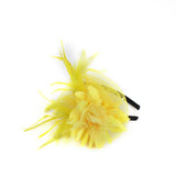 Maxbell Lady Feather Fascinator Flower Veil Hat Hairband Wedding Costume Yellow