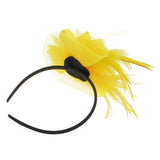 Maxbell Lady Feather Fascinator Flower Veil Hat Hairband Wedding Costume Yellow