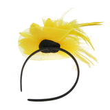 Maxbell Lady Feather Fascinator Flower Veil Hat Hairband Wedding Costume Yellow