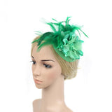 Maxbell Lady Feather Fascinator Flower Veil Hat Hairband Wedding Costume Green