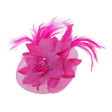 Maxbell Lady Feather Fascinator Flower Veil Hat Hairband Wedding Costume Rose red