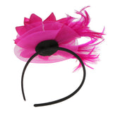 Maxbell Lady Feather Fascinator Flower Veil Hat Hairband Wedding Costume Rose red