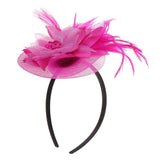 Maxbell Lady Feather Fascinator Flower Veil Hat Hairband Wedding Costume Rose red