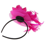 Maxbell Lady Feather Fascinator Flower Veil Hat Hairband Wedding Costume Rose red