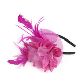 Maxbell Lady Feather Fascinator Flower Veil Hat Hairband Wedding Costume Rose red