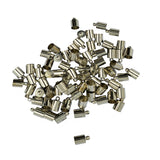 Maxbell 50Pcs 6mm Brass End Cap Leather Kumihimo Rattail Cord DIY Jewelry Silver