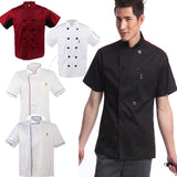 Maxbell Men Women Chef Uniform Single Breasted Cook Short Sleeve Coat   M Red