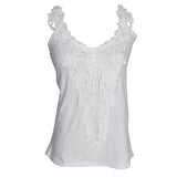 Maxbell Fashion Women Summer Lace Vest Top Sleeveless Blouse Casual Tops 4XL White