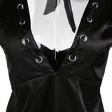 Maxbell Sexy Plunging V Neck Sleeveless Backless Mini Clubwear Dress 2XL Black