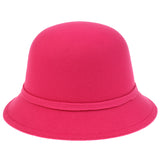 Maxbell Womens Classic Bucket Hat Leaves Band Decor Wide Brim Warm Cap Rose Red