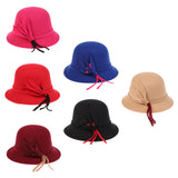 Maxbell Womens Classic Bucket Hat Leaves Band Decor Wide Brim Warm Cap Red