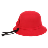 Maxbell Womens Classic Bucket Hat Leaves Band Decor Wide Brim Warm Cap Red