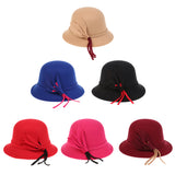 Maxbell Womens Classic Bucket Hat Leaves Band Decor Wide Brim Warm Cap Red