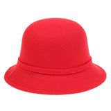 Maxbell Womens Classic Bucket Hat Leaves Band Decor Wide Brim Warm Cap Red