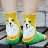 Maxbell Couple Pure Cotton Coloured Mid Calf Ankle Crew Short Socks Style 1