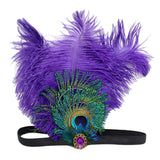 Maxbell Womens Peacock Feather Fascinator Headpiece Headband Dress Fancy Purple