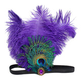 Maxbell Womens Peacock Feather Fascinator Headpiece Headband Dress Fancy Purple