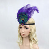 Maxbell Womens Peacock Feather Fascinator Headpiece Headband Dress Fancy Purple