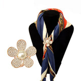 Maxbell Tricyclic Flower Scarf Buckle Pearl Scarves Clip Ring Holder Jewelry Gold