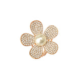 Maxbell Tricyclic Flower Scarf Buckle Pearl Scarves Clip Ring Holder Jewelry Gold