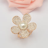 Maxbell Tricyclic Flower Scarf Buckle Pearl Scarves Clip Ring Holder Jewelry Gold