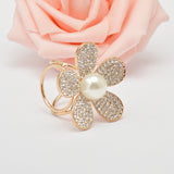 Maxbell Tricyclic Flower Scarf Buckle Pearl Scarves Clip Ring Holder Jewelry Gold