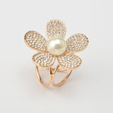 Maxbell Tricyclic Flower Scarf Buckle Pearl Scarves Clip Ring Holder Jewelry Gold