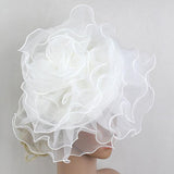 Maxbell White Tulle Mesh Flower Hat Headband Fascinator Bridal Cocktail Headpiece