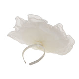 Maxbell White Tulle Mesh Flower Hat Headband Fascinator Bridal Cocktail Headpiece