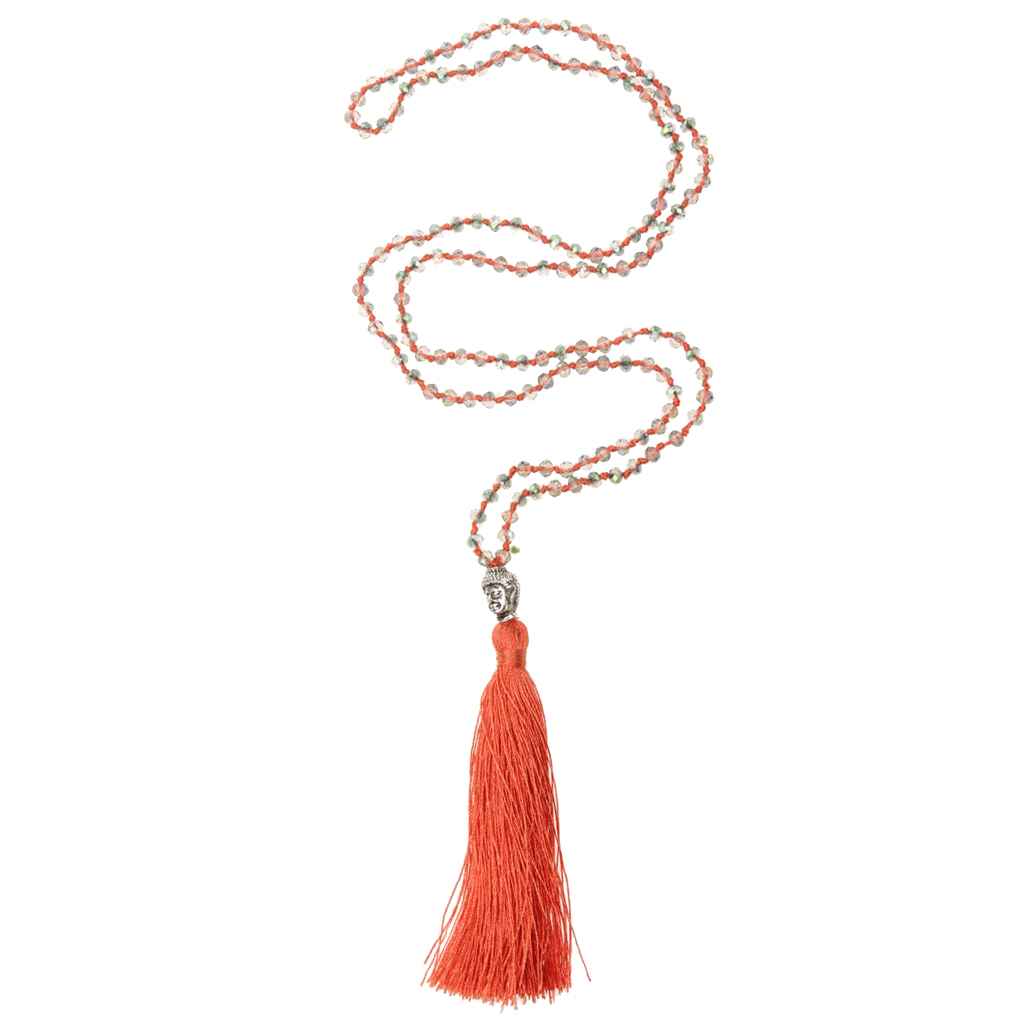 Maxbell Beads Tassel Bohemian Style Necklaces Buddha Pendants Orange 2