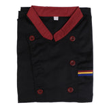 Maxbell Men Women Chef Uniform Double Breasted Cook Jacket Coat Short Sleeve L Black