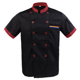 Maxbell Men Women Chef Uniform Double Breasted Cook Jacket Coat Short Sleeve L Black