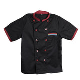 Maxbell Men Women Chef Uniform Double Breasted Cook Jacket Coat Short Sleeve L Black