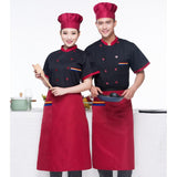 Maxbell Men Women Chef Uniform Double Breasted Cook Jacket Coat Short Sleeve L Black