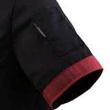 Maxbell Men Women Chef Uniform Double Breasted Cook Jacket Coat Short Sleeve L Black